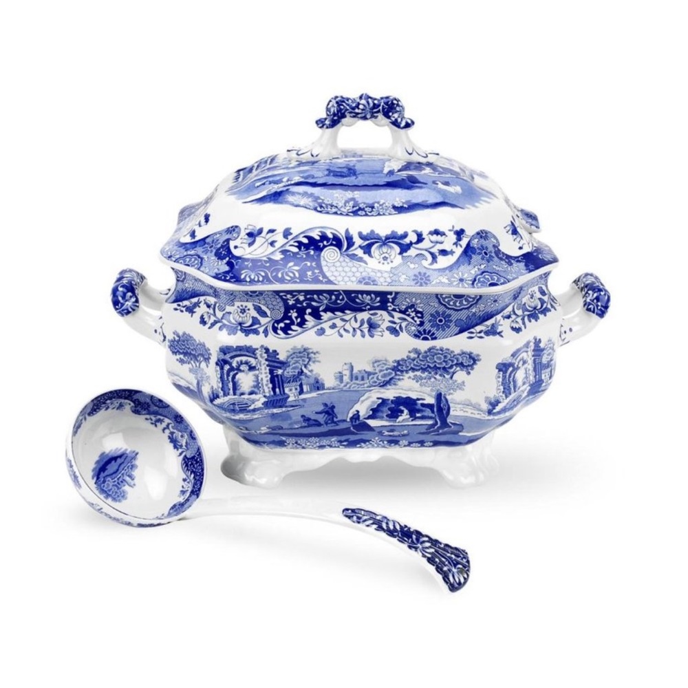 Spode Blue Italian Soup Tureen and Ladle Set - NWT